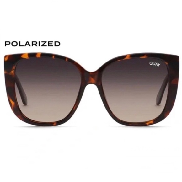QUAY Ever After Sunglasses Polarized Tortoise Frame Grey Taupe Gradient Lens NWT - Picture 7 of 7